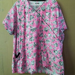 Leopard print scrub top